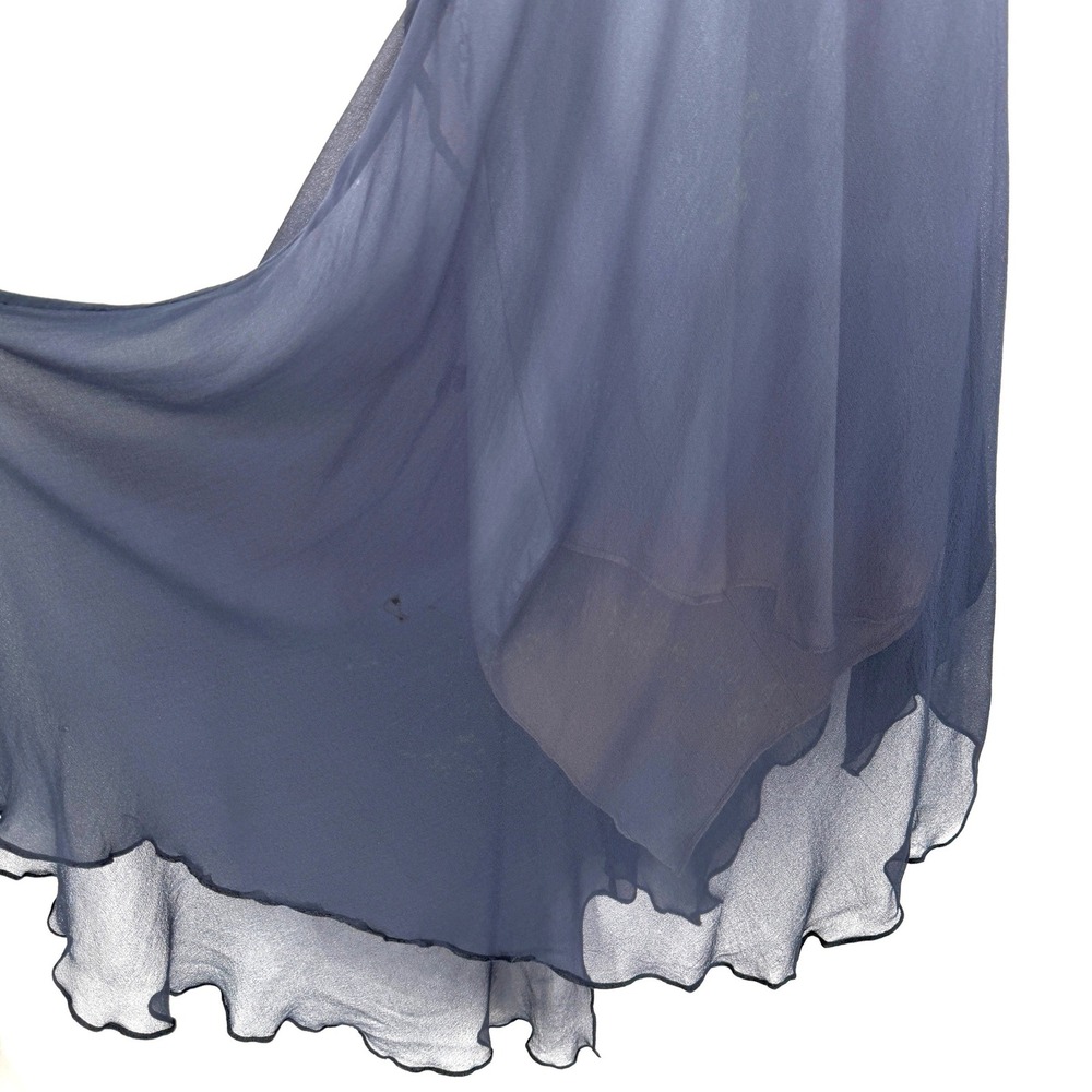 Vintage Scala 100% Silk Beaded Ombre Fairy Whimsigoth Handkerchief Hem Dress L - Picture 14 of 16